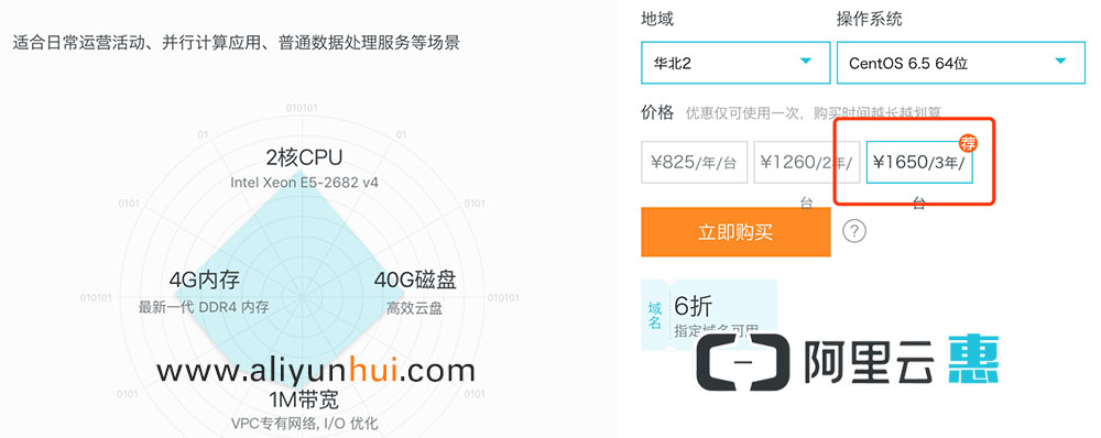 阿里云2核4G服务器ECS3年1650元！