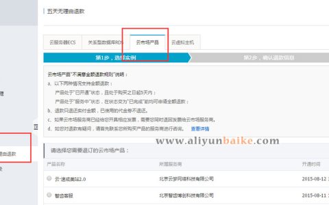 阿里云网站建设退款流程方法