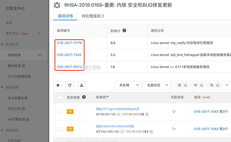云安全中心漏洞修复