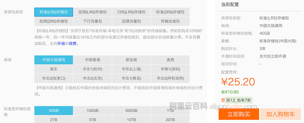 阿里云对象存储OSS存储价格