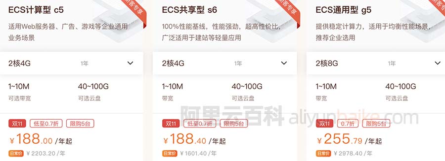 阿里云双11服务器价格表