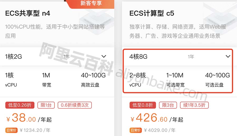 阿里云4核8G服务器优惠价格