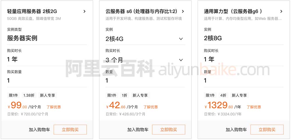 阿里云服务器优惠活动价格