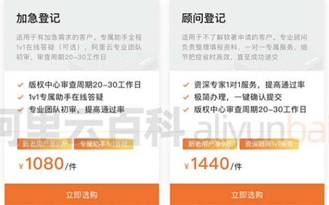 阿里云软件著作权登记费用价格及区别对比