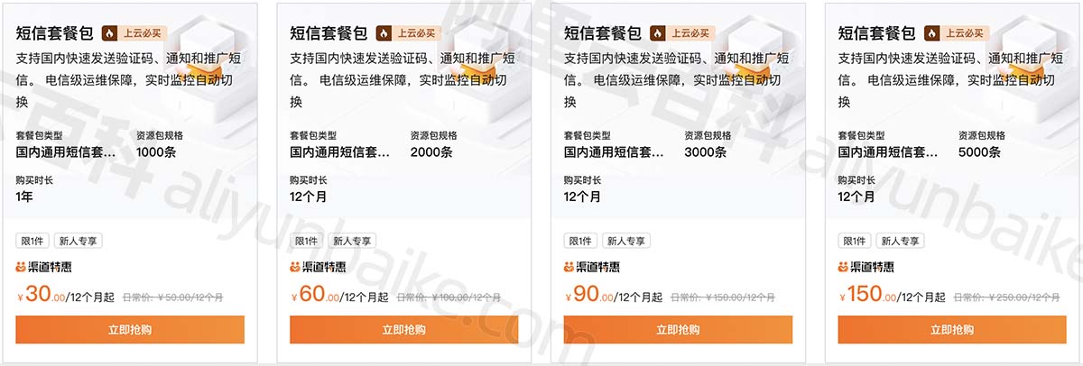 阿里云短信渠道专属优惠价格