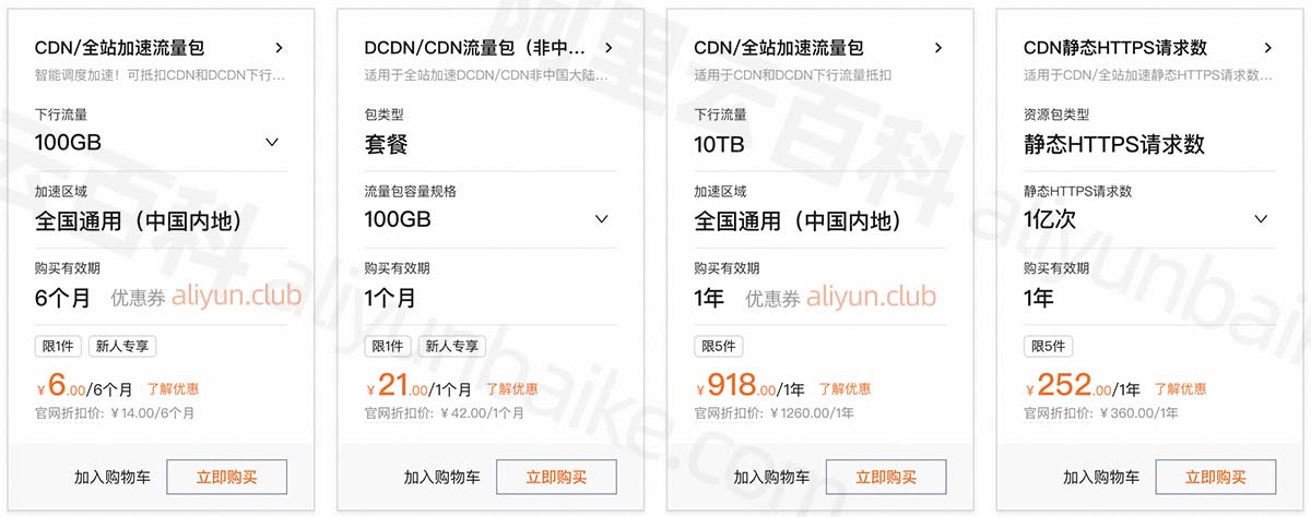 阿里云CDN优惠价格
